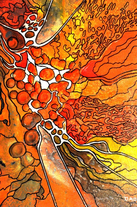 Картина под названием "Abstrait 196" - Robert Daout, Подлинное произведение искусства, Акрил Установлен на Деревянная рама д…