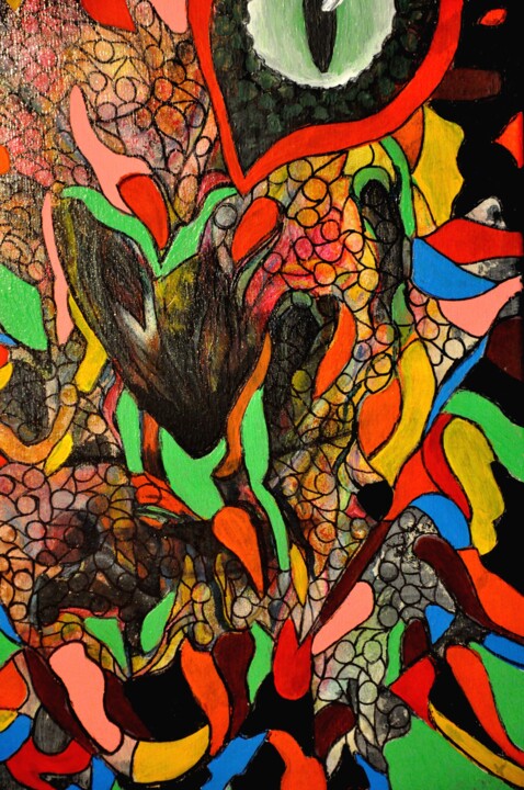 Картина под названием "Abstrait 224" - Robert Daout, Подлинное произведение искусства, Акрил Установлен на Деревянная рама д…
