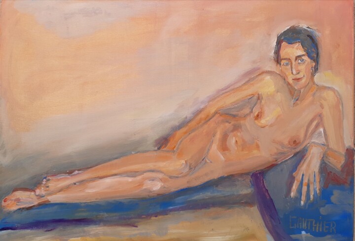 Картина под названием "Nu couché" - Robert Gauthier, Подлинное произведение искусства, Масло