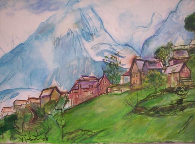 Peinture intitulée "Suisse" par Robert Gibson, Œuvre d'art originale, Huile