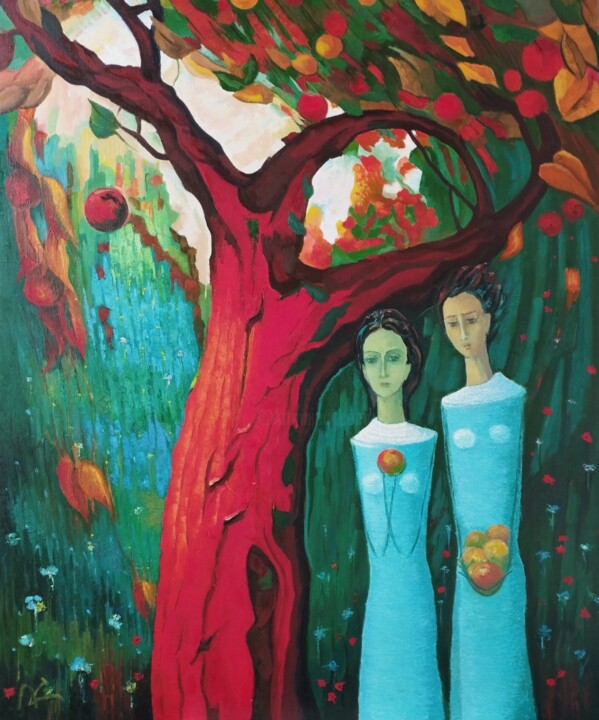 Pittura intitolato "De la série Apple O…" da Robert Hekimyan, Opera d'arte originale, Olio