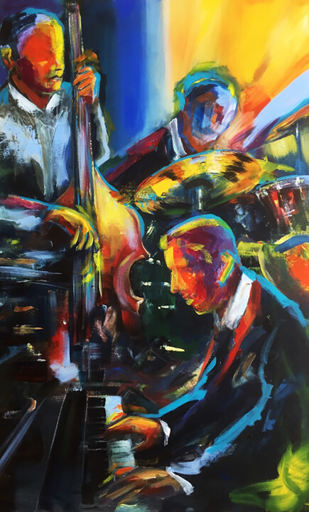 Malarstwo zatytułowany „Jazz Club III” autorstwa Robert Hettich, Oryginalna praca, Akryl