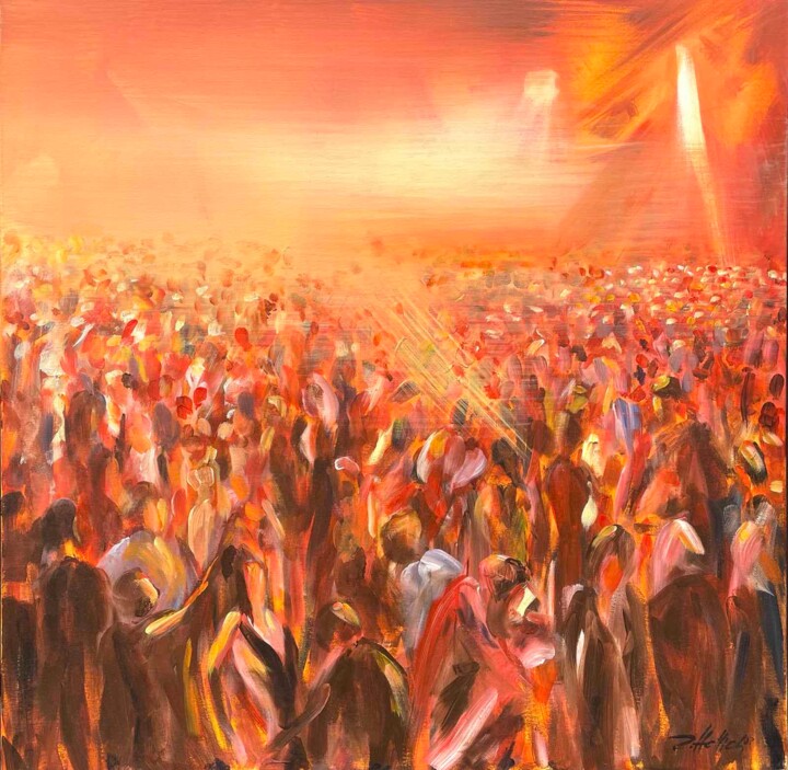 Painting titled "Crowd" by Robert Hettich, Original Artwork, Acrylic