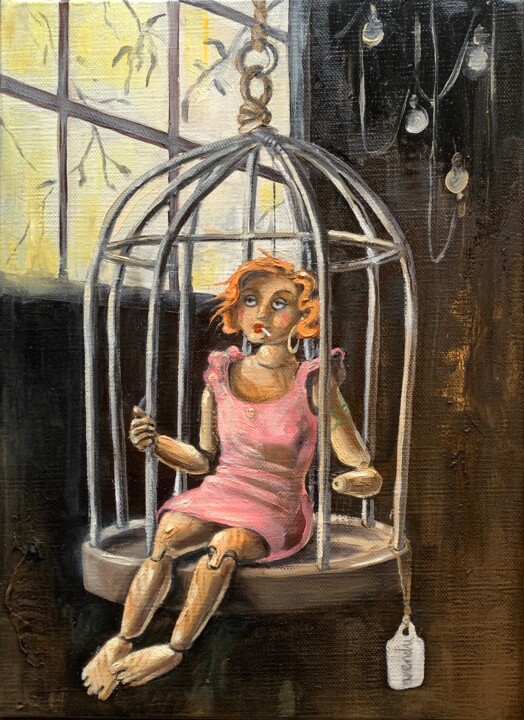 Ζωγραφική με τίτλο "The Jailbird (Exhib…" από Robert Inestroza, Αυθεντικά έργα τέχνης, Λάδι Τοποθετήθηκε στο Ξύλινο φορείο σ…