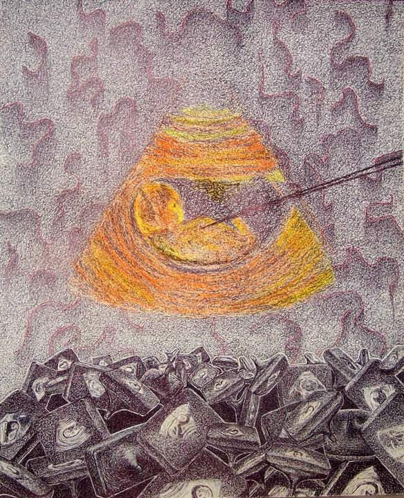 Painting titled "Abortion" by Robert Aleksander Rożek, Original Art, Watercolor