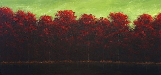 Pittura intitolato "Red Forest Green Su…" da Robert Kwon, Opera d'arte originale