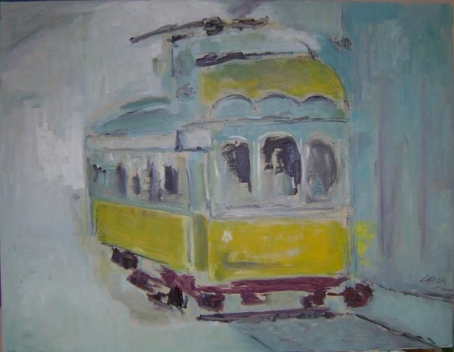 Peinture intitulée "Le Tram 28" par Robert Labor, Œuvre d'art originale, Huile