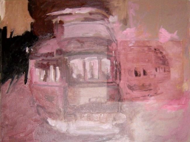 Pintura intitulada "Tram Rose Lisbonne…" por Robert Labor, Obras de arte originais, Óleo