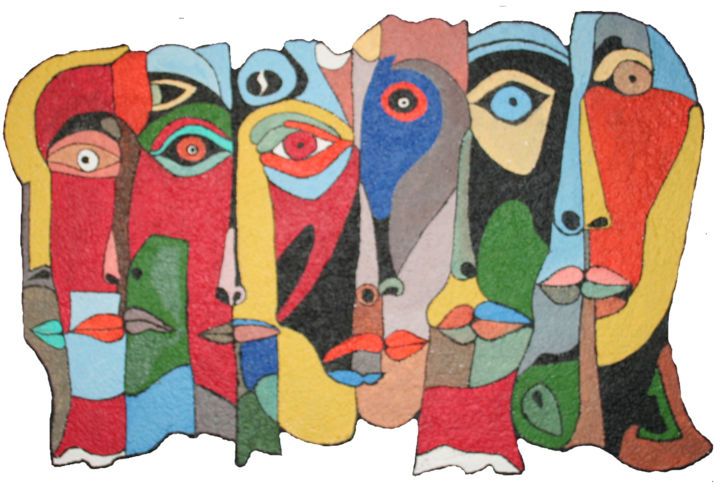 Peinture intitulée "tous-egauxmouleblan…" par Roberto Lamaille, Œuvre d'art originale