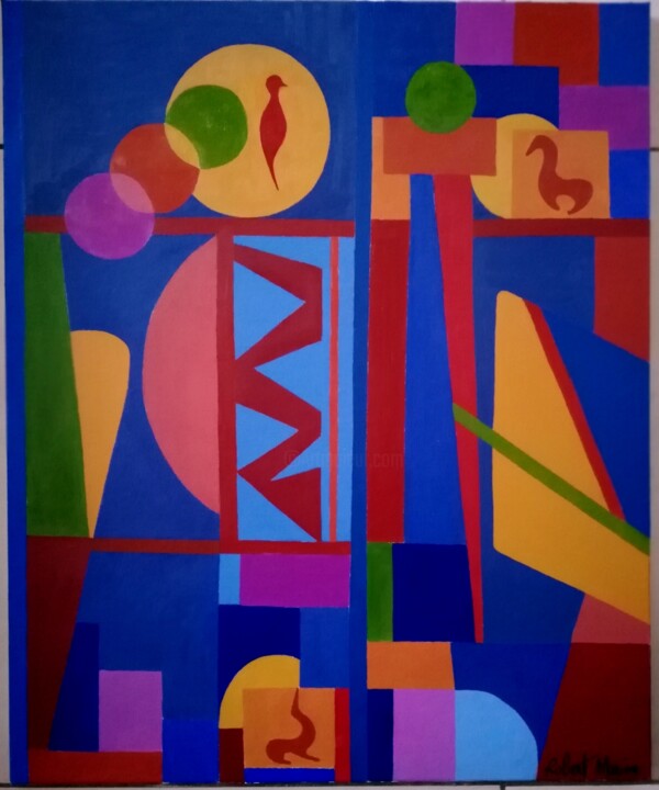 Peinture intitulée "cubisme  2" par Robert Marion, Œuvre d'art originale, Huile Monté sur Châssis en bois