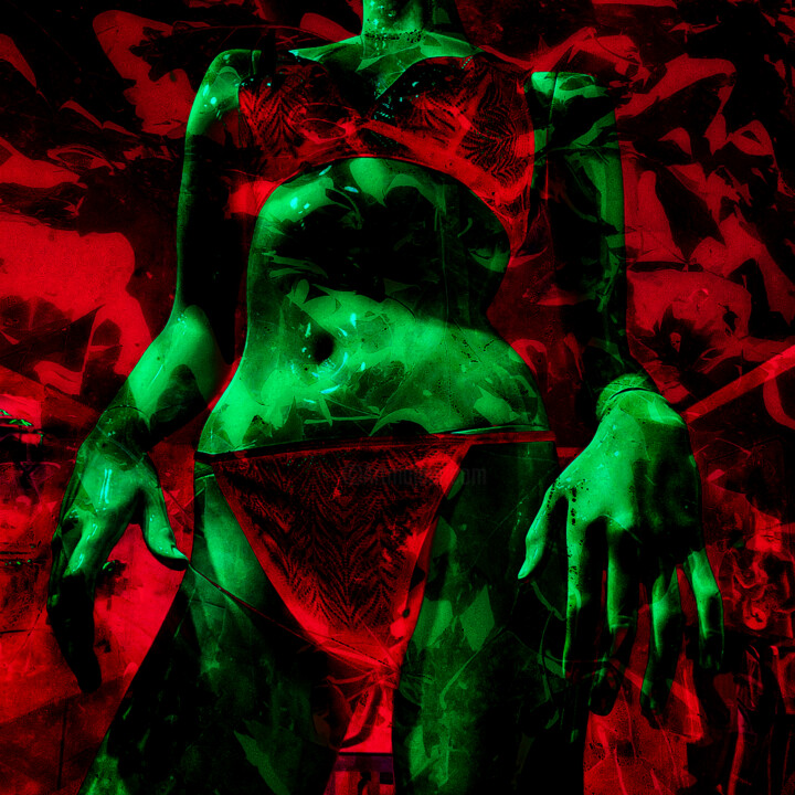 Digital Arts titled "BODYART Greenred" by Robert Michalak, Original Artwork, Digital Photography