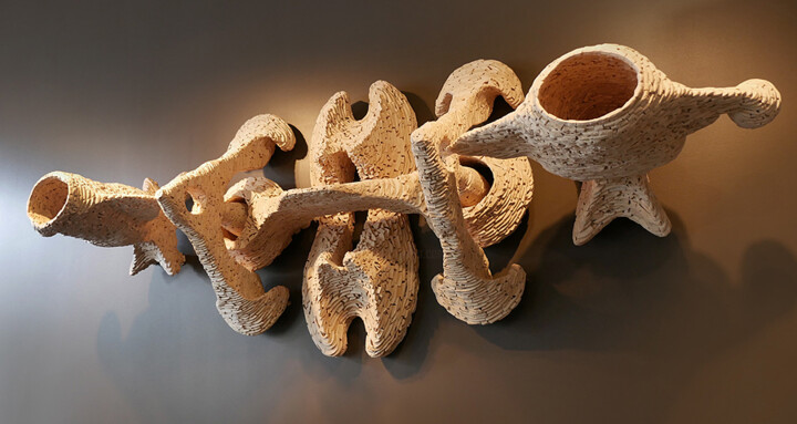 Sculpture titled "Mitosis" by Robert Mirek, Original Artwork, Wood