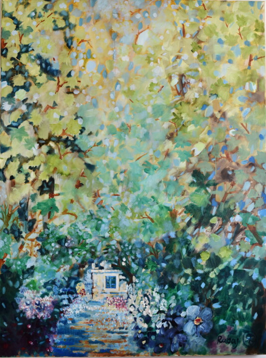 제목이 "ogród"인 미술작품 Robert Rubaj로, 원작, 기름 나무 들것 프레임에 장착됨