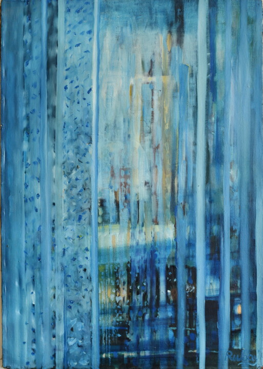 Malarstwo zatytułowany „błękit” autorstwa Robert Rubaj, Oryginalna praca, Olej Zamontowany na Drewniana rama noszy