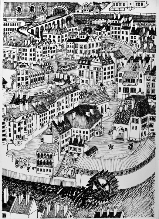 Zeichnungen mit dem Titel "wyznanie" von Robert Rubaj, Original-Kunstwerk, Tinte