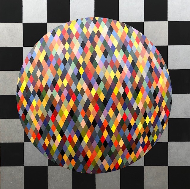 Painting titled "Diamond chess board" by Robert Van Den Herik, Original Artwork, Acrylic