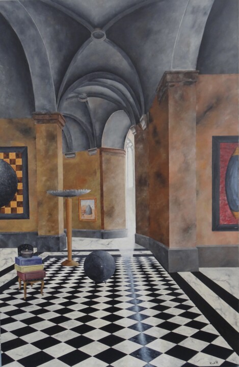 Painting titled "Sacral museum." by Robert Van Den Herik, Original Artwork, Acrylic