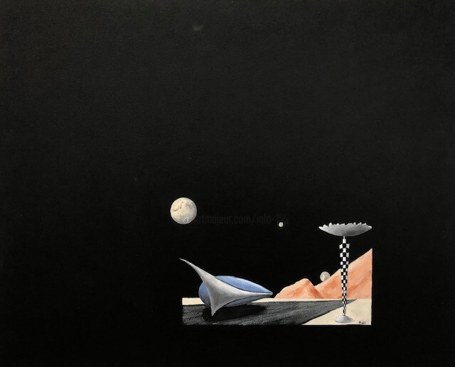 Schilderij getiteld "Outer space greetin…" door Robert Van Den Herik, Origineel Kunstwerk, Acryl