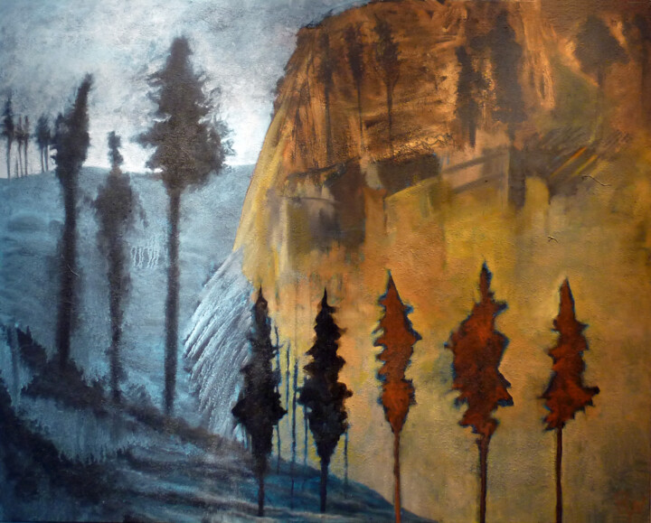 Painting titled "Memory of the Pines" by Robert Winslow, Original Artwork, Oil