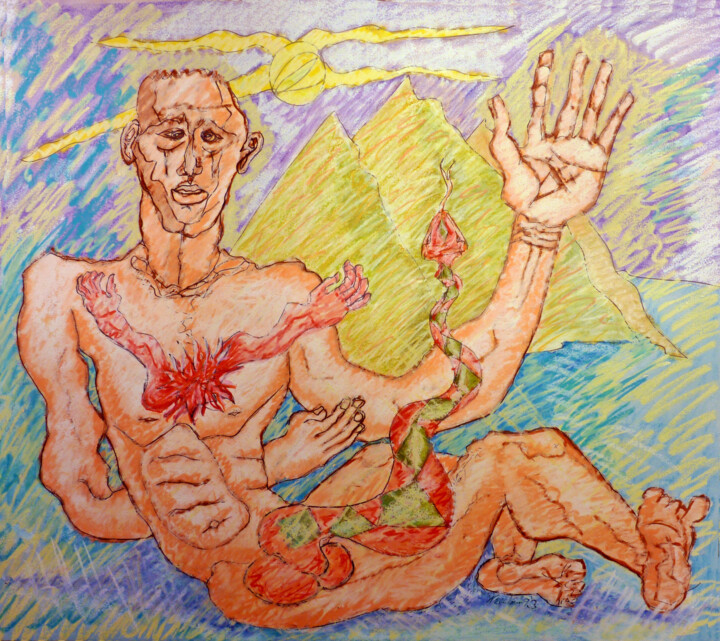 Painting titled "kundalini visitation" by Robert Winslow, Original Artwork, Pastel