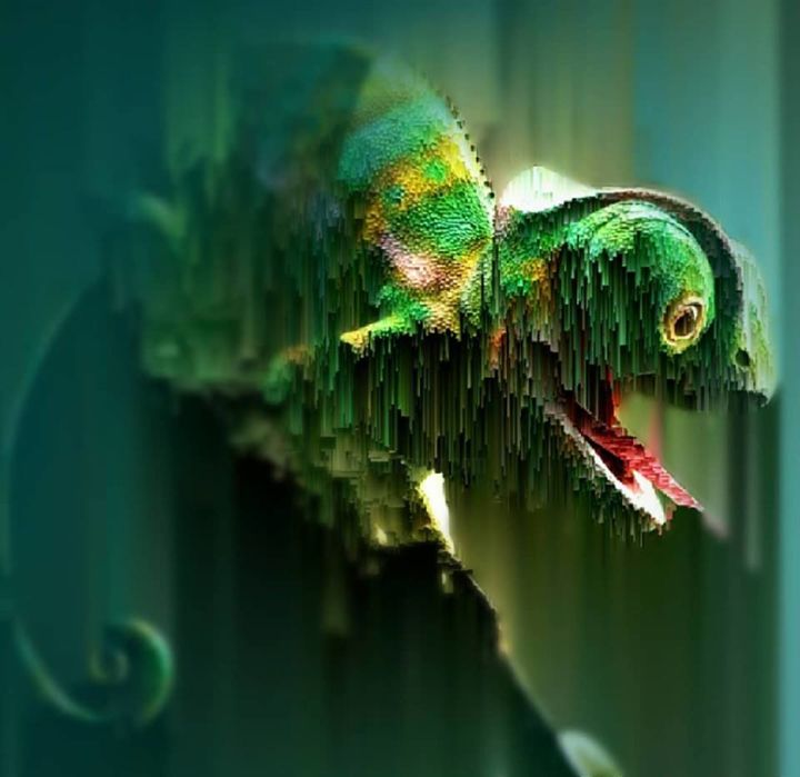 Painting titled "kameleon" by Robert Wood, Original Artwork, Acrylic
