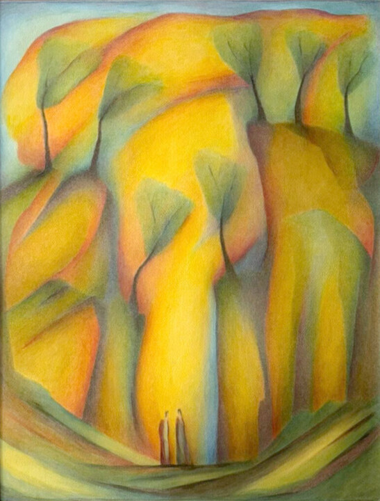 Peinture intitulée "Herbst Farben" par Robert Wroblewski, Œuvre d'art originale, Gouache