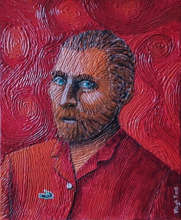 Peinture intitulée "Autoportrait de Van…" par Robert Wundele, Œuvre d'art originale, Acrylique Monté sur Châssis en bois