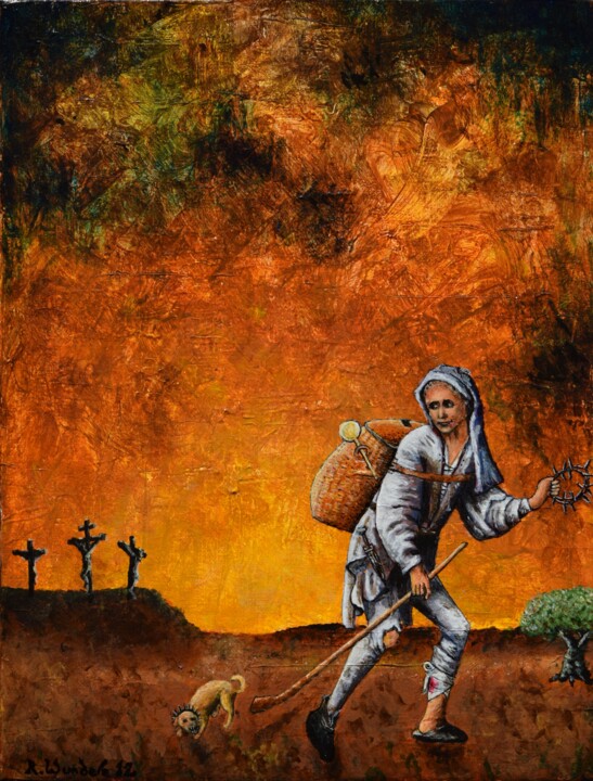 Peinture intitulée "Le Vagabond à la co…" par Robert Wundele, Œuvre d'art originale, Acrylique