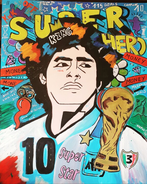 「Maradona 2.0」というタイトルのデジタルアーツ Roberta Modenaによって, オリジナルのアートワーク, デジタル絵画