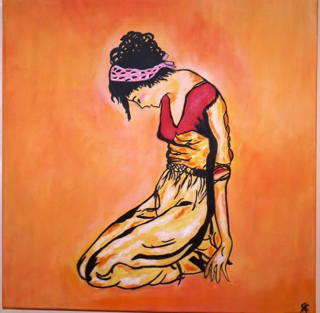 Peinture intitulée "Geisha en méditation" par Clémence Azagury, Œuvre d'art originale