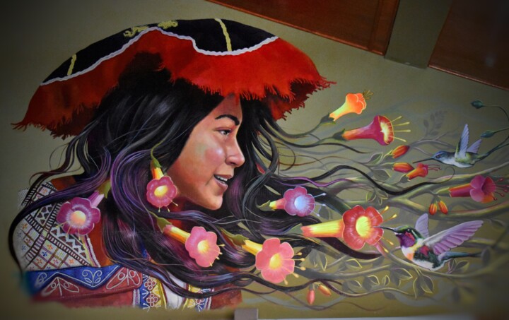 Картина под названием "Sipas Kantu t'ika (…" - Roberth Singona (El chincherino), Подлинное произведение искусства, Акрил