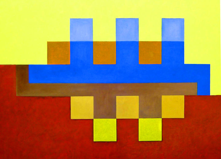 Painting titled "320  GEOMETRIQUE 1" by Robert Marencic, Original Artwork, Oil