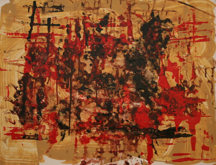 Peinture intitulée "Le rouge et le noir" par Roberto Agro, Œuvre d'art originale, Acrylique