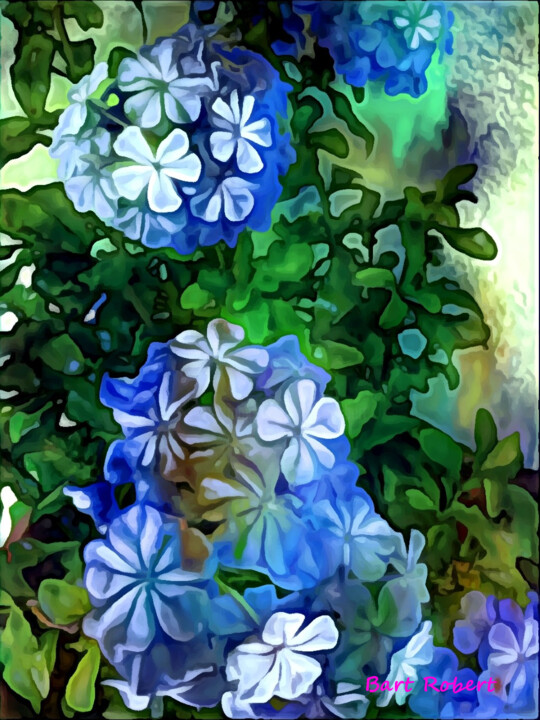 Digital Arts titled "Blu Fleur" by Roberto Bartoccini, Original Artwork, Digital Painting