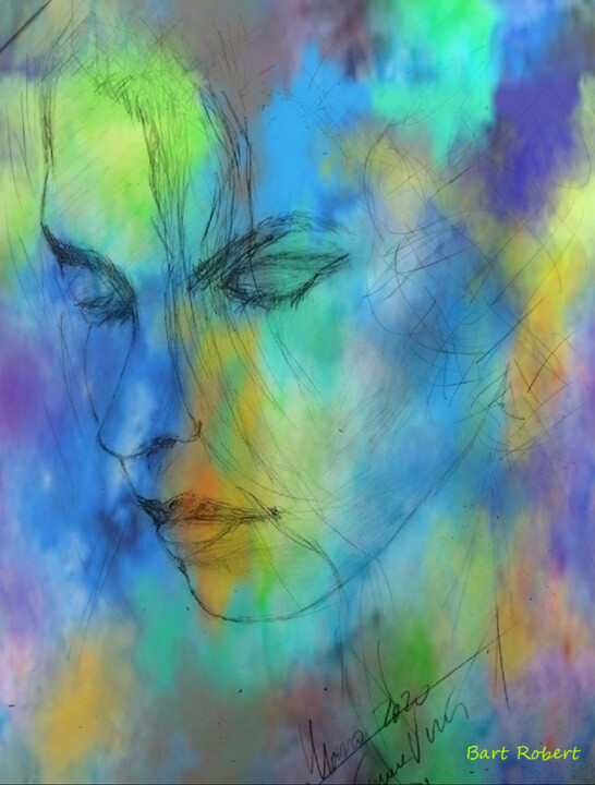 Цифровое искусство под названием "Romantic girl" - Roberto Bartoccini, Подлинное произведение искусства, Цифровая живопись