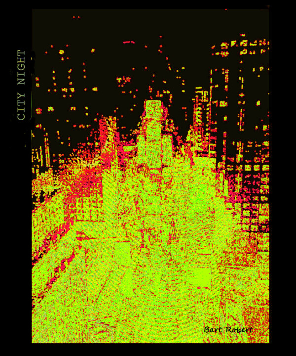 Digitale Kunst mit dem Titel "City night N.Y" von Roberto Bartoccini, Original-Kunstwerk, Digitale Malerei