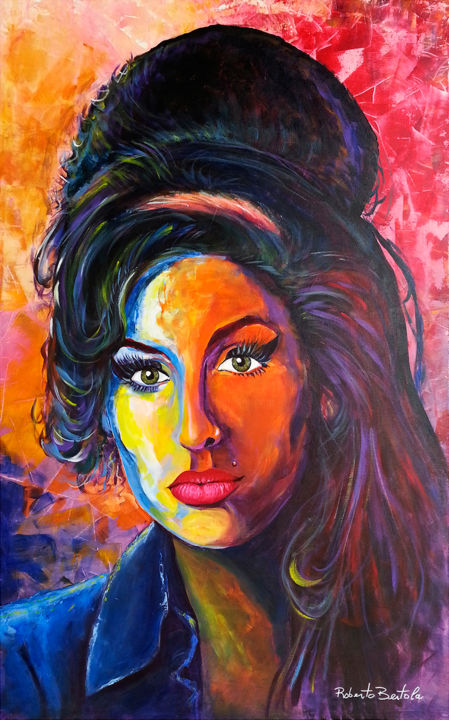 Pintura intitulada "Amy Winehouse" por Roberto Carlos Bertola, Obras de arte originais, Acrílico