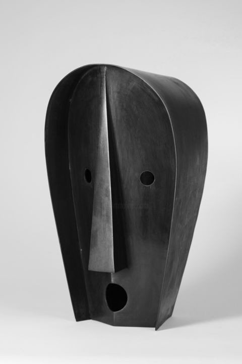 Sculpture titled "African head 2" by Roberto Canduela, Original Art, Metals