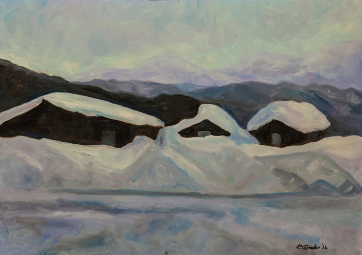 Pintura intitulada "nevicata.jpg" por Roberto Carradori, Obras de arte originais