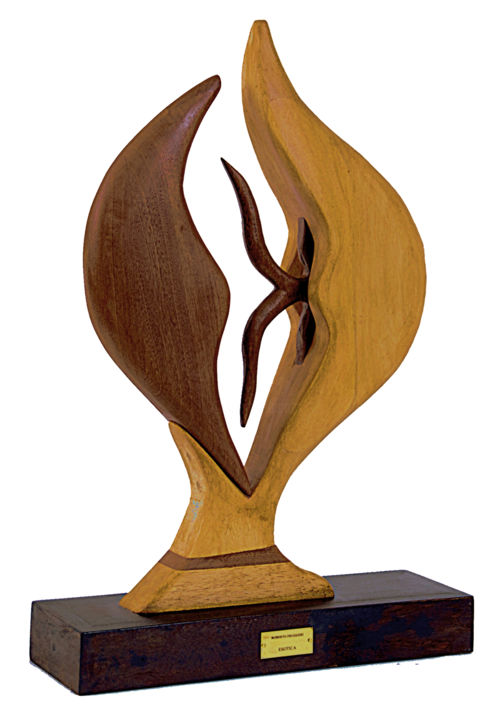 Sculpture titled "ESOTICA" by Roberto Fruggeri, Original Artwork, Wood