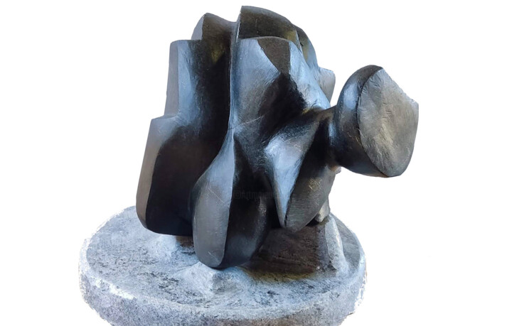 Escultura intitulada "Tortuga negra" por Roberto García López, Obras de arte originais, Pedra