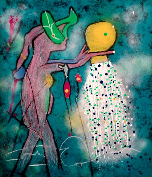 "LA DULCE ACQUA VITTA" başlıklı Baskıresim Roberto Matta tarafından, Orijinal sanat, Gravür