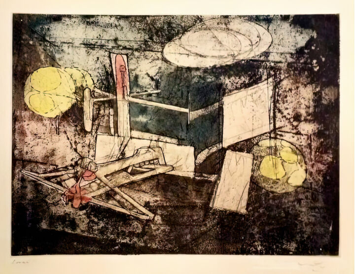 "PASSAGE ET SAGE DU…" başlıklı Baskıresim Roberto Matta tarafından, Orijinal sanat, Oyma baskı 