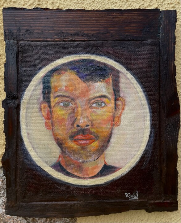 Painting titled "Selfportrait" by Roberto Rivas, Original Artwork, Oil