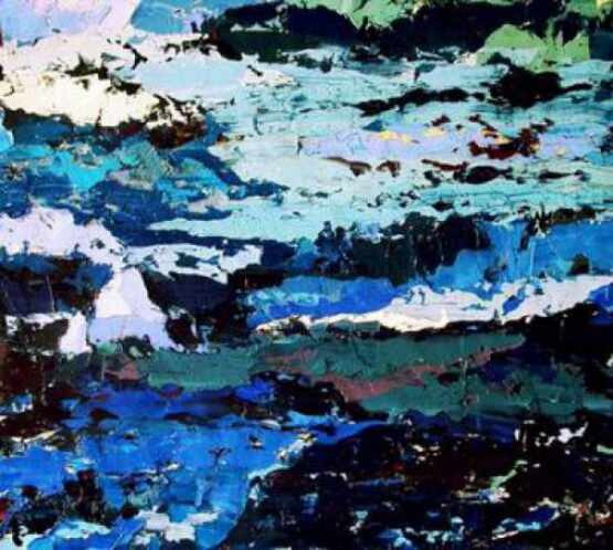 Painting titled "Blue Morning" by Roberto Romei Rotondo, Original Artwork, Oil