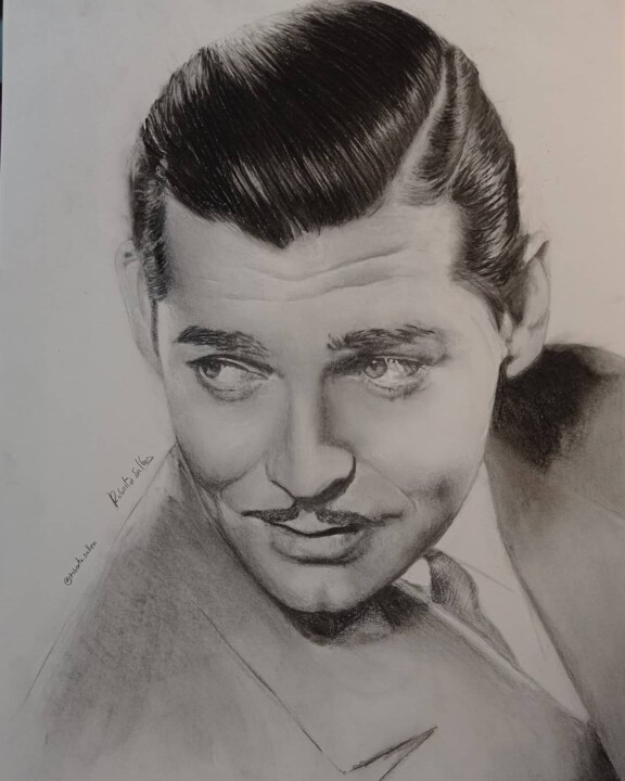 Rysunek zatytułowany „Clark Gable” autorstwa Roberto Sallén, Oryginalna praca, Ołówek