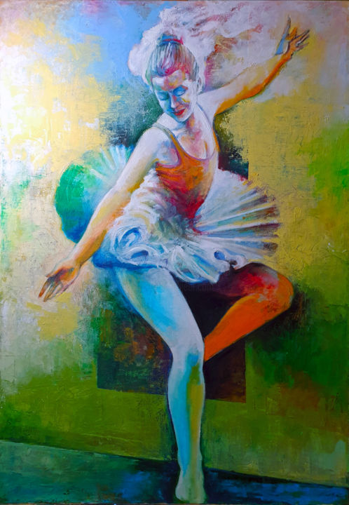 Painting titled "Dance in space" by Roberto Vesci, Original Artwork, Oil