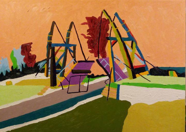绘画 标题为“il ponte di Langlois” 由Roberto Aere, 原创艺术品, 油