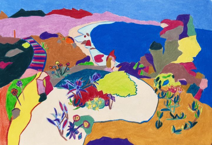 Painting titled "Spiaggia Monti Russu" by Roberto Aere, Original Artwork, Pastel
