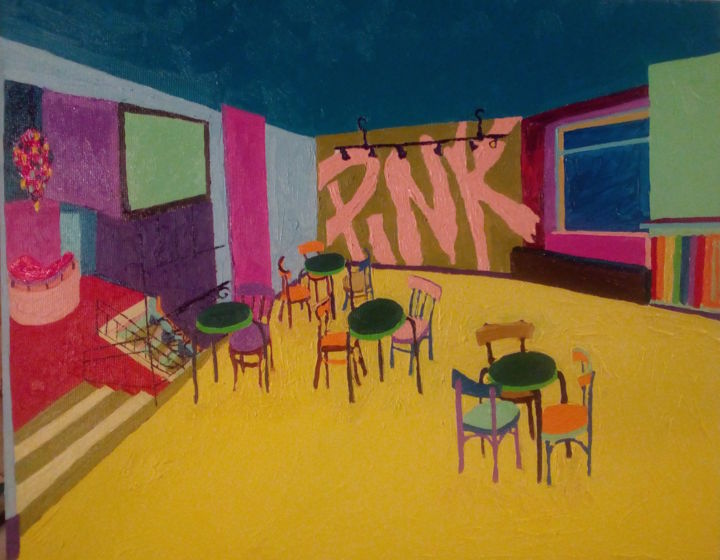 Peinture intitulée "Pink, via Scrimiari…" par Roberto Aere, Œuvre d'art originale